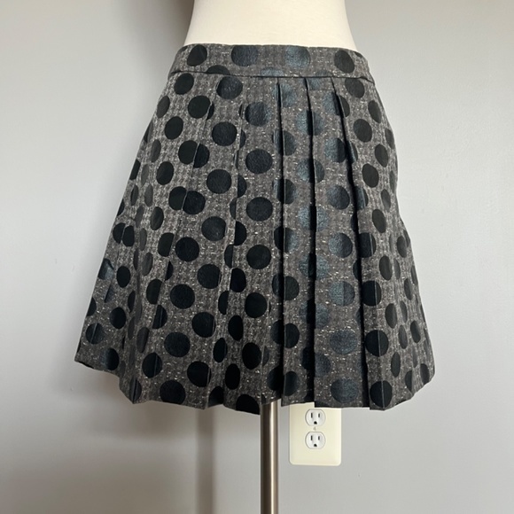 Armani Exchange Tweed A-line Coated Wool Blend Polka dot Pleated Gray Skirt - Picture 2 of 13